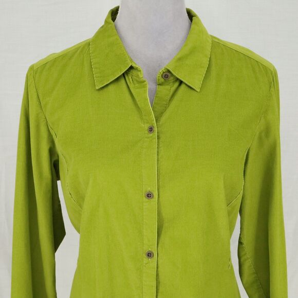 J Jill Top Womens Medium Green Corduroy Tunic Long Sleeve Boho Chic Hipster - Picture 7 of 16